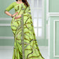 Classic Faux Georgette Sea Green Patch Border Saree