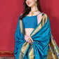 Contemporary Silk Firozi Patch Border Saree