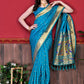 Contemporary Silk Firozi Patch Border Saree