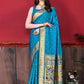 Contemporary Silk Firozi Patch Border Saree
