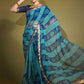 Trendy Saree Georgette Blue Patch Border Saree