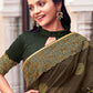Classic Georgette Green Patch Border Saree