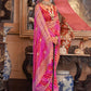 Classic Georgette Pink Patch Border Saree