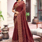 Contemporary Georgette Wine Patch Border Saree