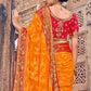 Classic Georgette Orange Patch Border Saree