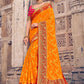Classic Georgette Orange Patch Border Saree
