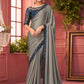 Trendy Saree Georgette Satin Grey Lace Saree