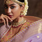 Contemporary Crepe Silk Pure Dola Lavender Kashmiri Saree