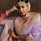 Contemporary Crepe Silk Pure Dola Lavender Kashmiri Saree