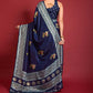 Casual Silk Blue Foil Print Saree