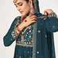 Palazzo Salwar Suit Georgette Teal Embroidered Salwar Kameez