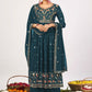 Palazzo Salwar Suit Georgette Teal Embroidered Salwar Kameez