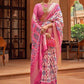 Traditional Saree Patola Silk Pink White Patch Border Saree