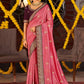 Classic Vichitra Silk Peach Embroidered Saree