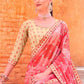 Contemporary Chiffon Pink Fancy Work Saree