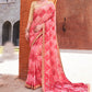 Contemporary Chiffon Pink Fancy Work Saree