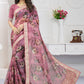 Contemporary Organza Pink Cord Work Saree