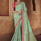 Classic Pure Dola Sea Green Patch Border Saree