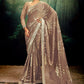Classic Jacquard Rangoli Brown Fancy Work Saree
