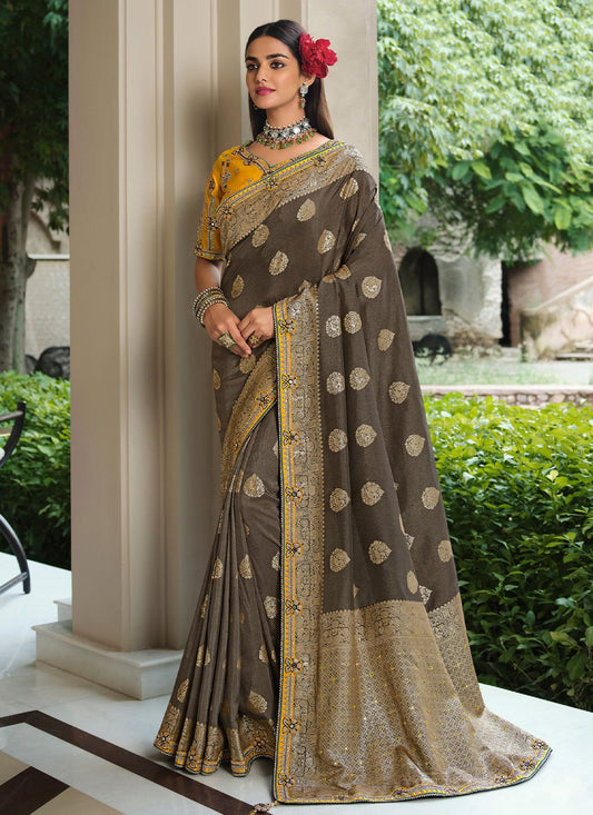 Classic Silk Grey Patch Border Saree