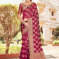 Classic Silk Wine Patch Border Saree