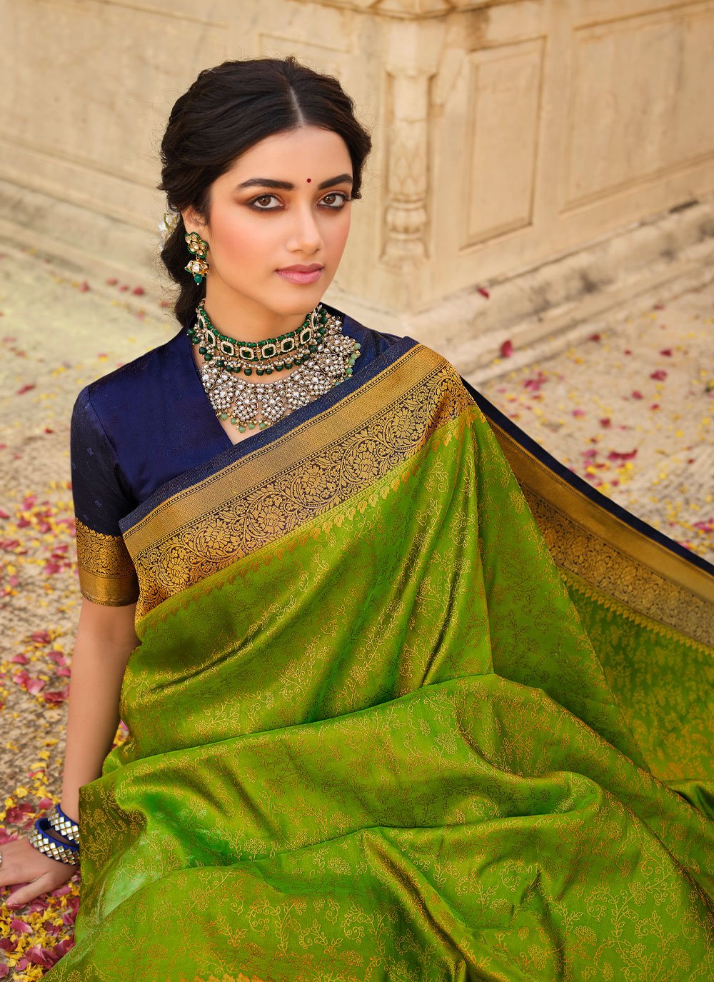 Trendy Saree Silk Sea Green Patch Border Saree