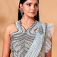 Classic Organza Shimmer Grey Patch Border Saree