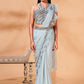 Classic Organza Shimmer Grey Patch Border Saree