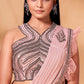 Classic Organza Shimmer Peach Patch Border Saree