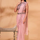 Classic Organza Shimmer Peach Patch Border Saree