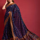 Casual Silk Blue Foil Print Saree