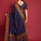 Casual Silk Blue Foil Print Saree
