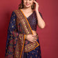 Casual Silk Blue Foil Print Saree