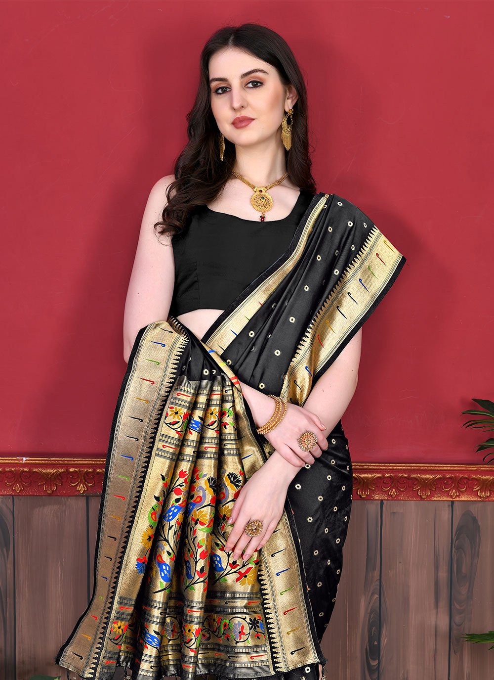 Contemporary Silk Black Patch Border Saree