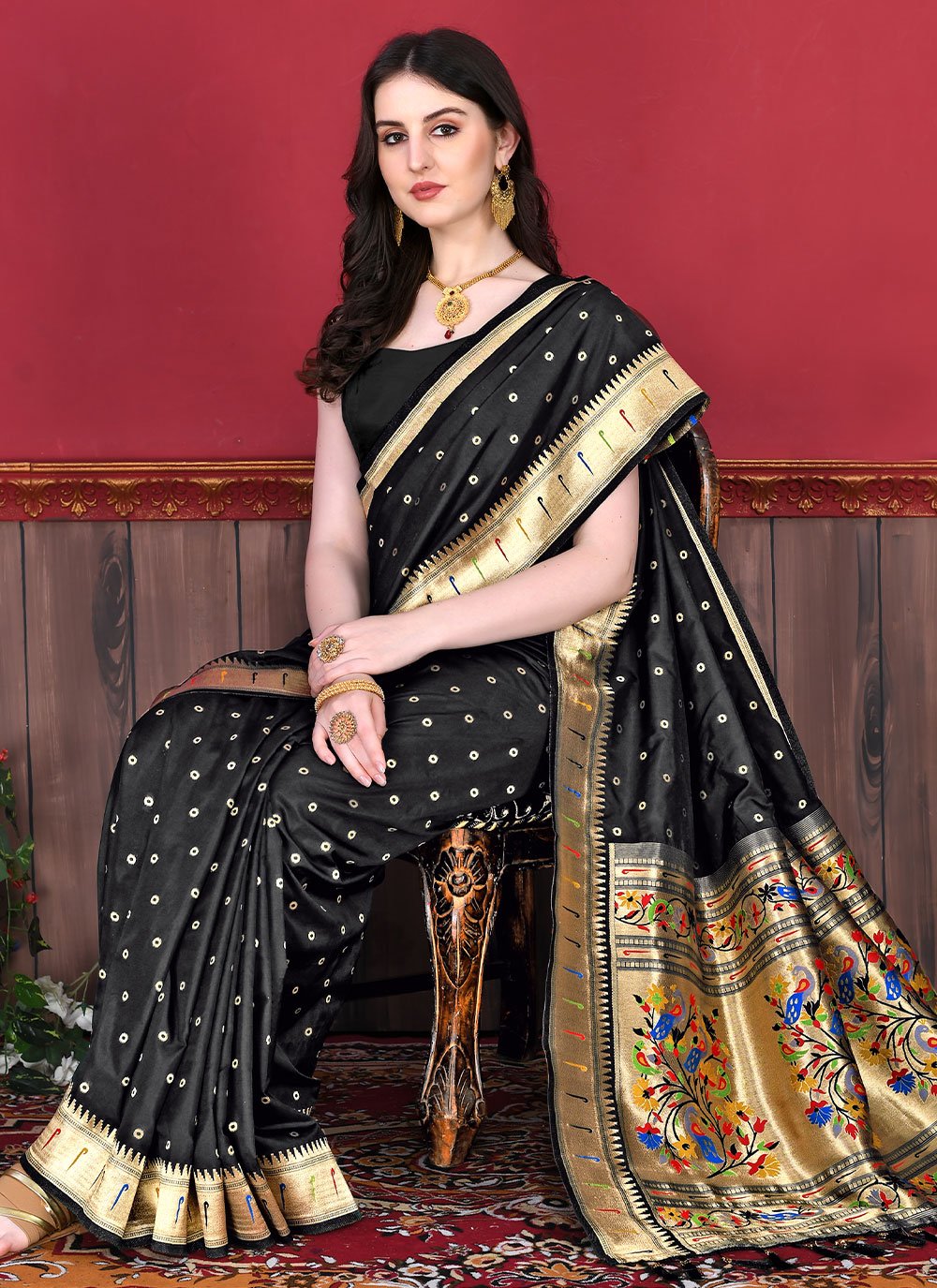 Contemporary Silk Black Patch Border Saree