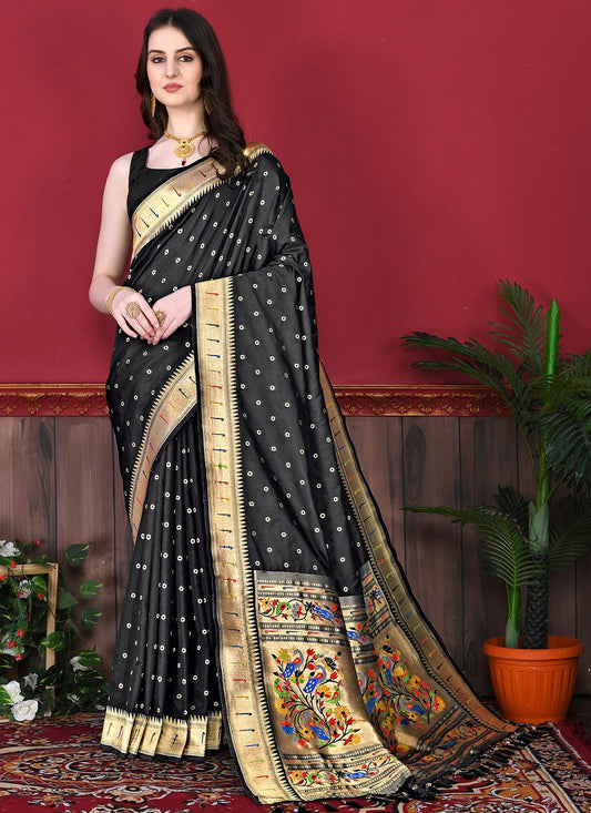 Contemporary Silk Black Patch Border Saree