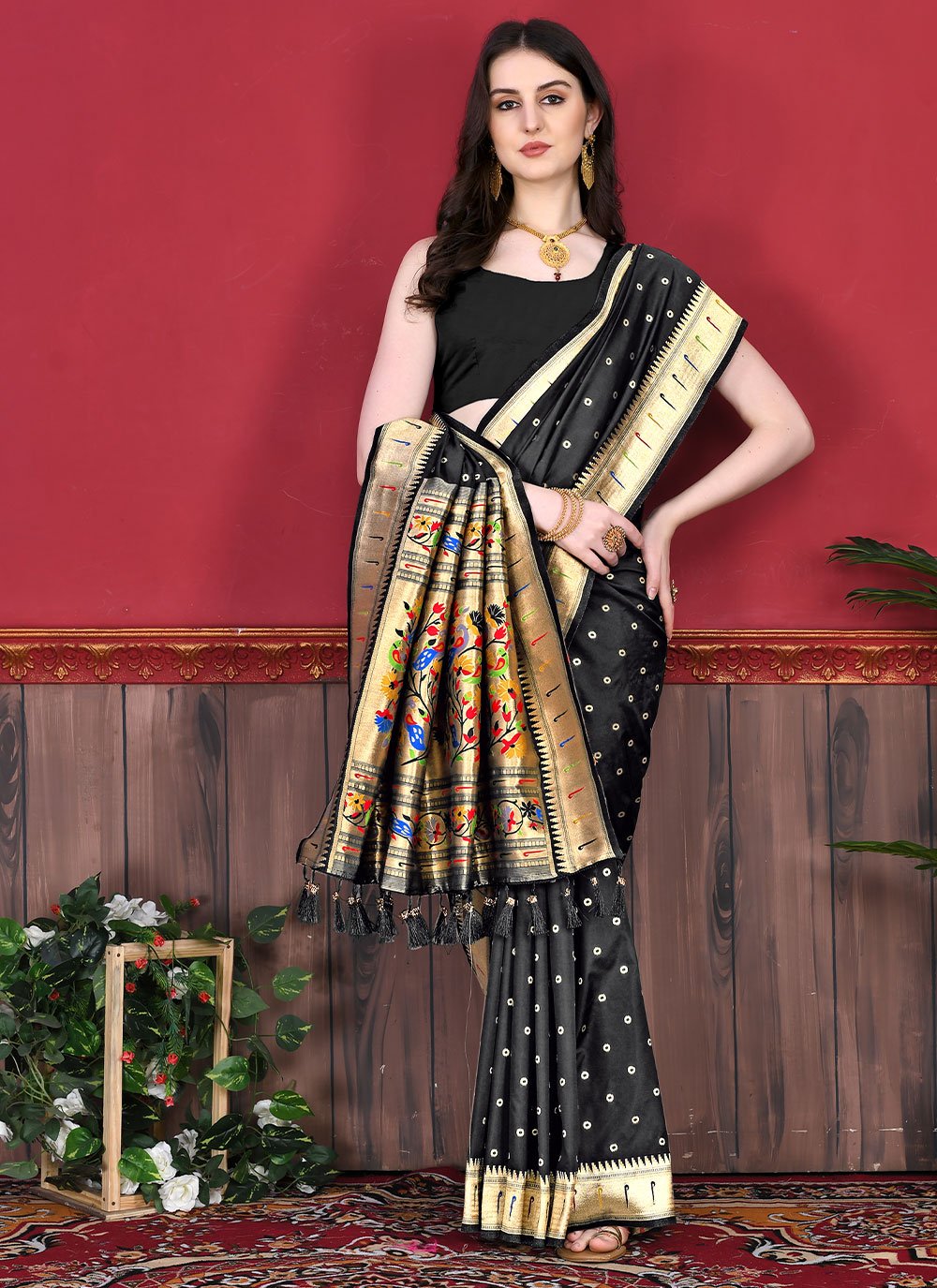 Contemporary Silk Black Patch Border Saree