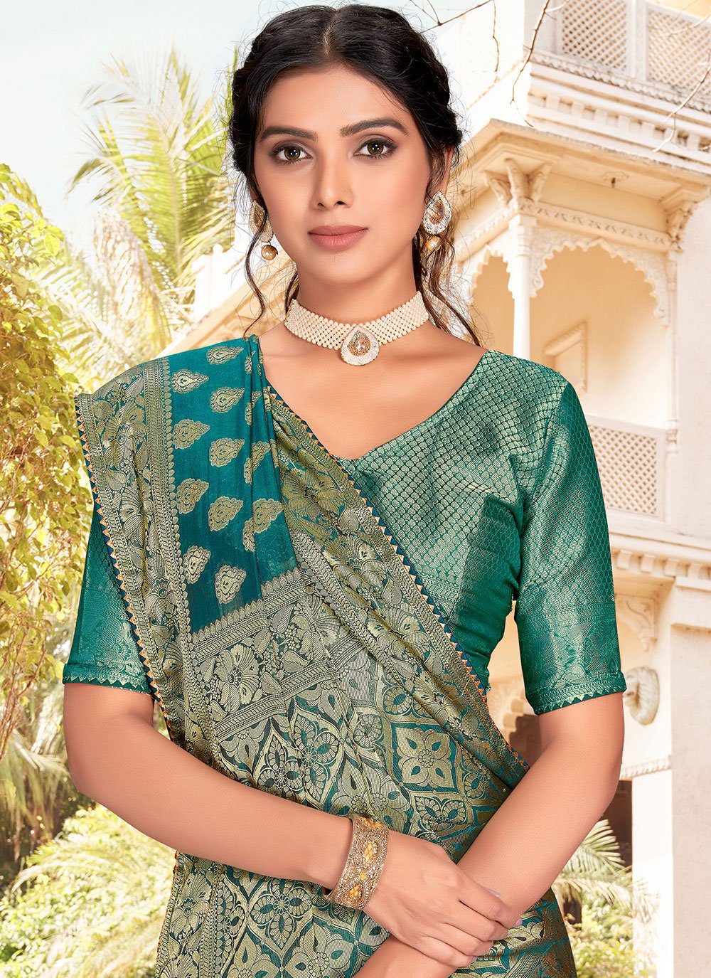 Trendy Saree Silk Morpeach Patch Border Saree