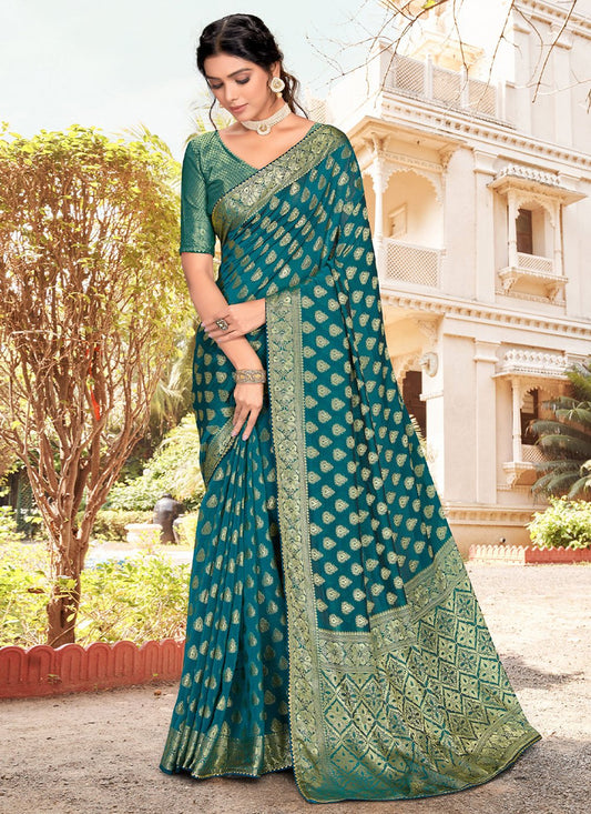 Trendy Saree Silk Morpeach Patch Border Saree