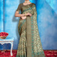 Trendy Saree Tussar Silk Sea Green Patch Border Saree