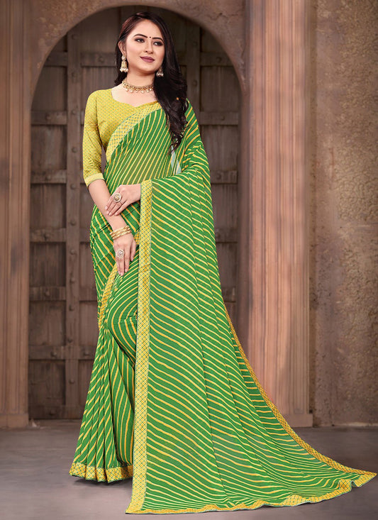 Classic Weight Less Green Digital Print Saree