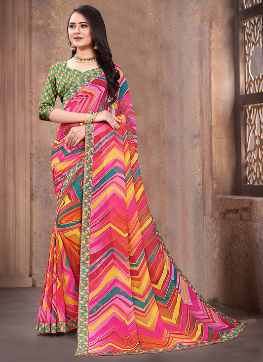 Casual Weight Less Multi Colour Digital Print Saree