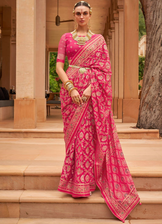 Contemporary Brasso Pink Diamond Saree