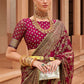 Contemporary Brasso Maroon Diamond Saree