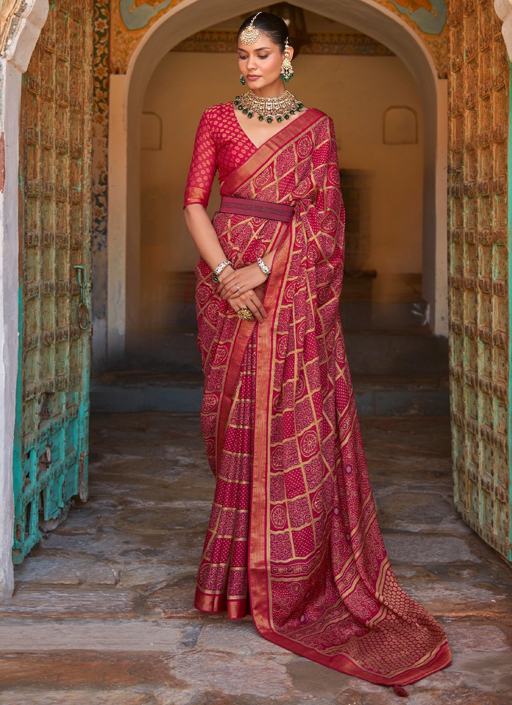 Classic Brasso Multi Colour Print Saree