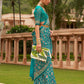 Classic Brasso Turquoise Diamond Saree