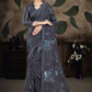 Classic Brasso Organza Grey Print Saree