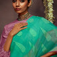 Classic Brasso Sea Green Print Saree