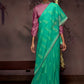 Classic Brasso Sea Green Print Saree