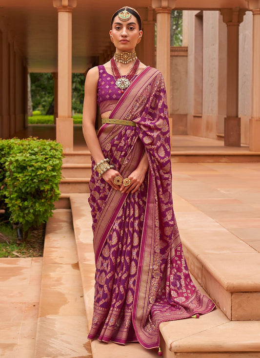 Classic Brasso Purple Diamond Saree